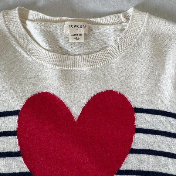 Like NEW J.Crew Girls Striped Heart Sweater XL - Picture 3 of 6